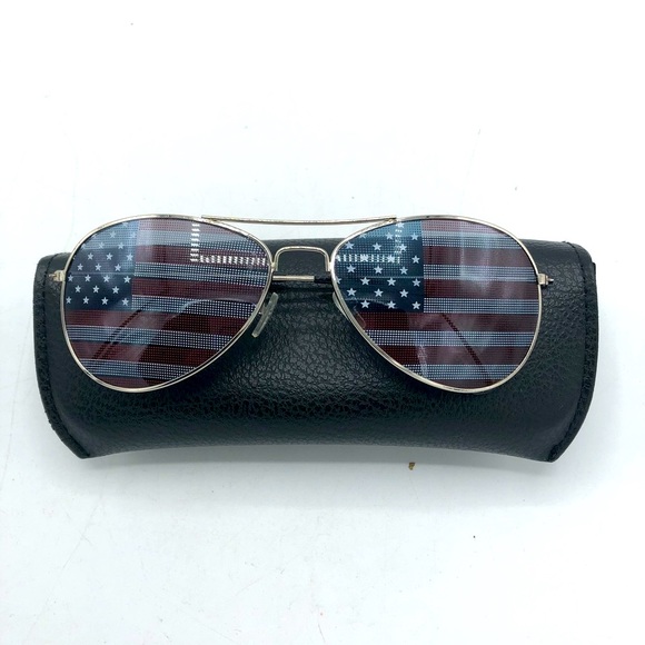 UNISEX FLAG PRINT AVIATOR SUNGLASSES EXCELLENT CONDITION UV PROTECTION. - Picture 4 of 12